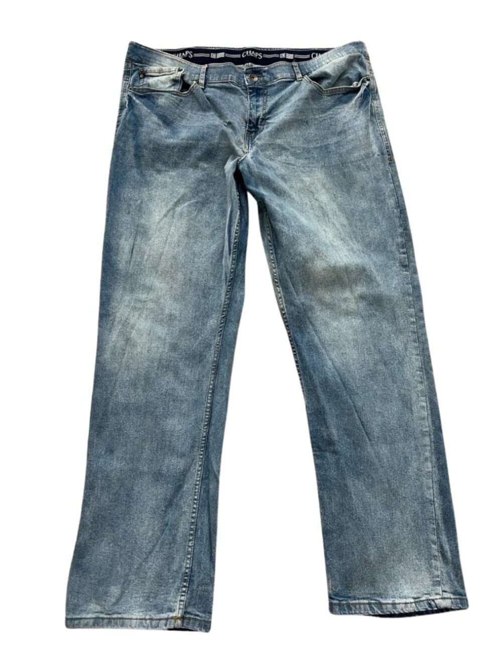 Chaps Men’s Faded Light Blue Regular Straight-Leg Stretch Jeans - Size 40x32 - Picture 1 of 11
